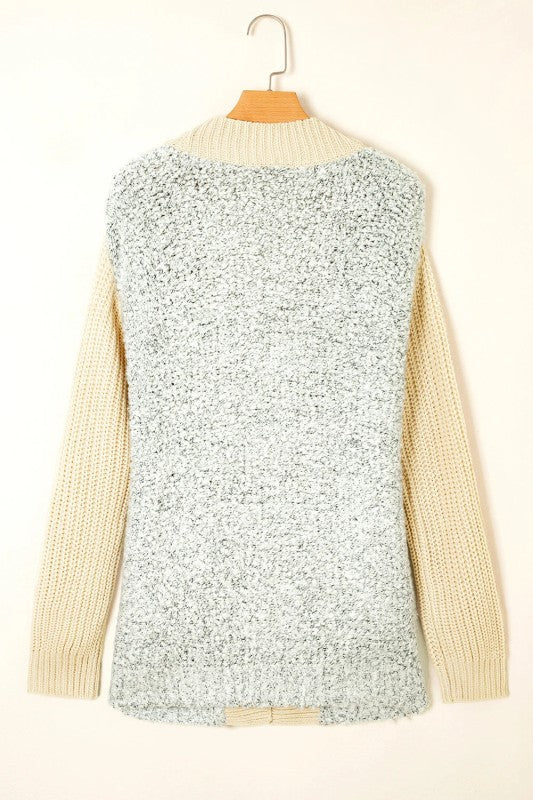 Stylish Open Front Pocketed Cardigan