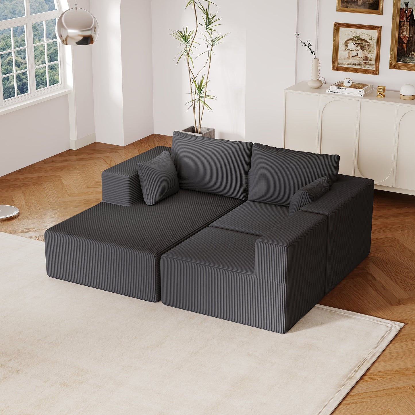 108.3' Sectional Foam Couch,L Shape Sofa with Chaise Lounge,Modular
