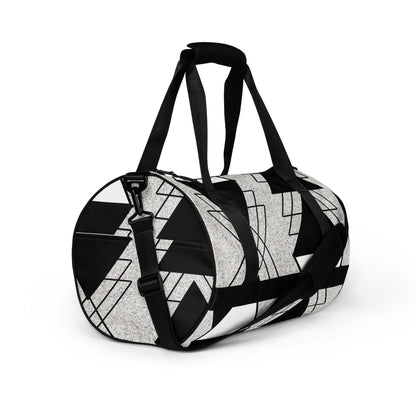 Crossbody Water-resistant Travel Bag - Black and White Ash Grey