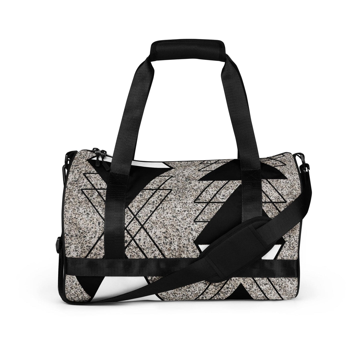 Crossbody Water-resistant Travel Bag - Black and White Triangular
