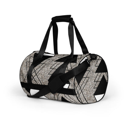 Crossbody Water-resistant Travel Bag - Black and White Triangular