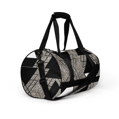 Crossbody Water-resistant Travel Bag - Black and White Triangular