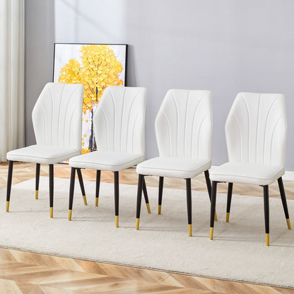 4 modern dining chairs with stylish PU patterned backrest and black