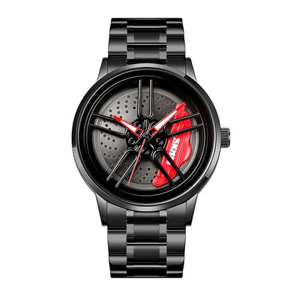 Men’s Wheels Rolling Watch – Car Rim Dial with Butterfly Clasp