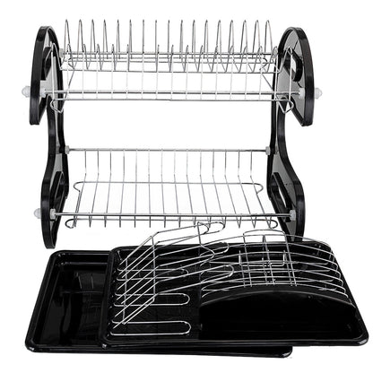 Kitchen Rack Organizer Dual Layers Bowls Shelf