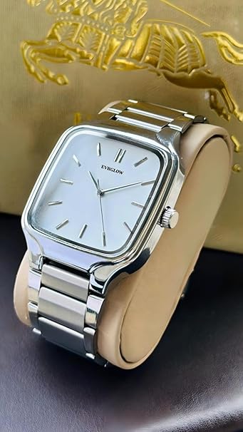 Men’s Square Designer Analog Watch with Mesh Steel Strap