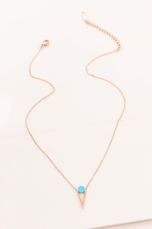 Tensly Point Stone Necklace | Rose Gold (14K)