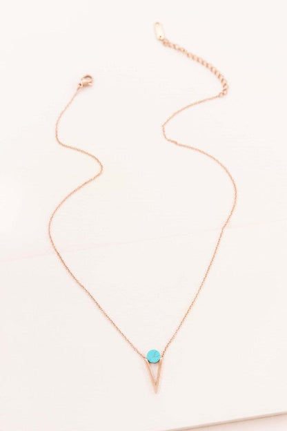 Tensly Point Stone Necklace | Rose Gold (14K)