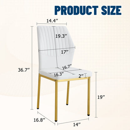 Luxury Simple Chair - Set of 4 White PU Material High Resilience