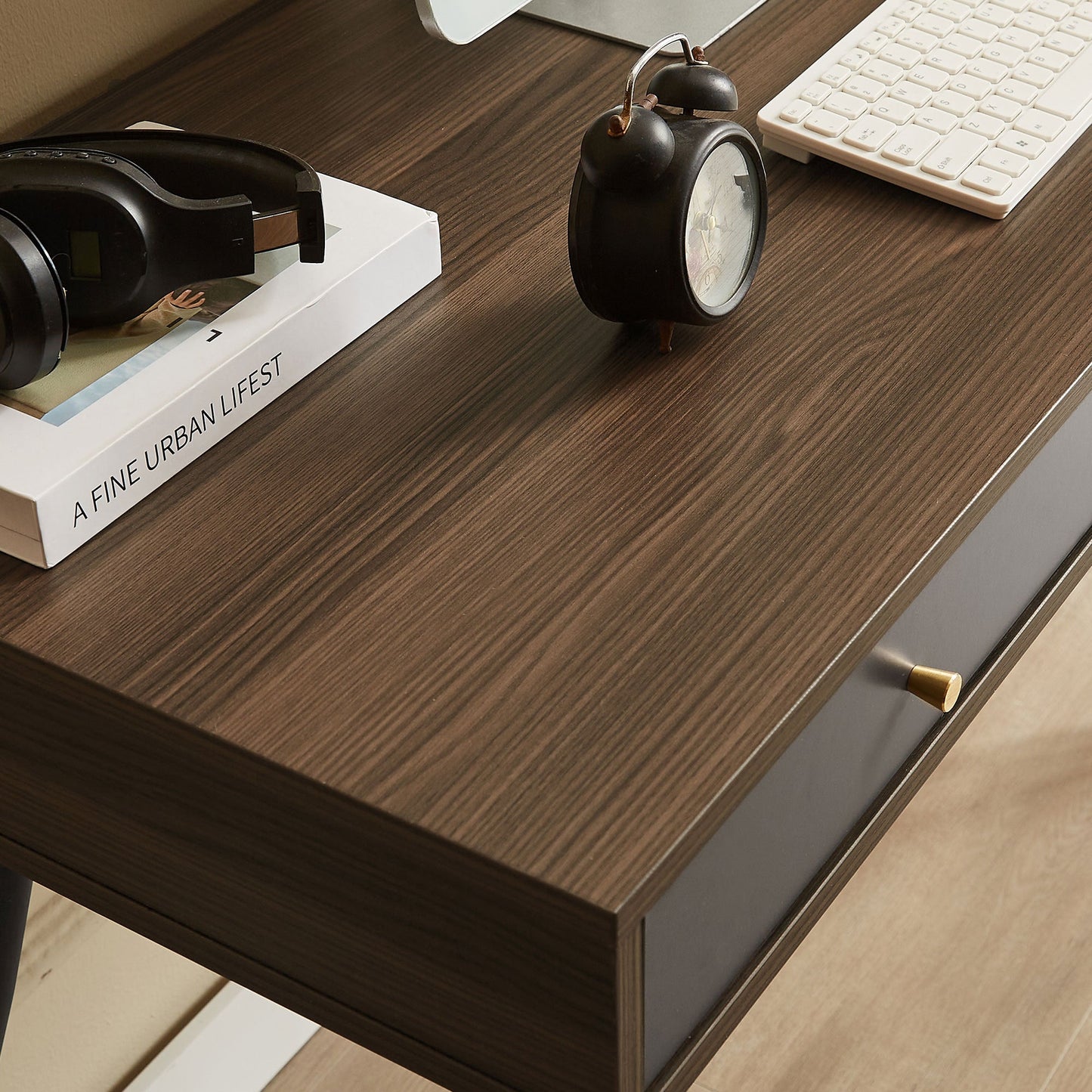 Mid Century Desk , Modern Writing Study Desk with Drawers,