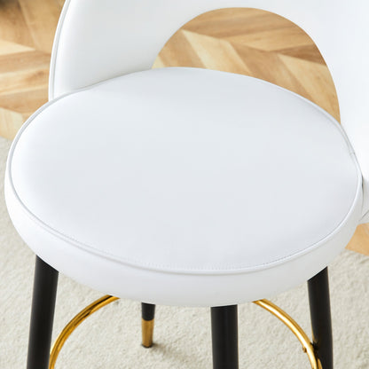 360 ° rotatable bar chair.Modern White PU comfortable upholstered bar
