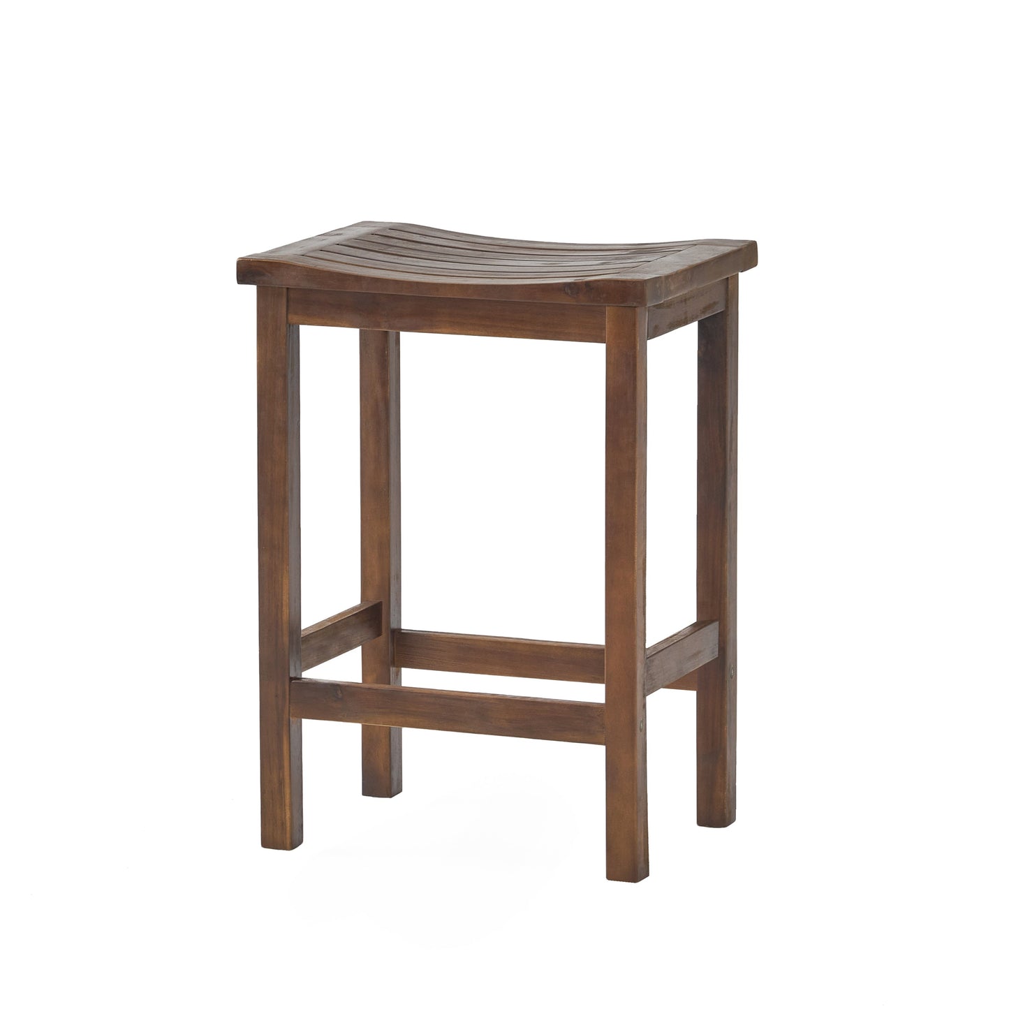 Outdoor Acacia Wood Counter Height Barstool, Set of 2, Mahogany Brown