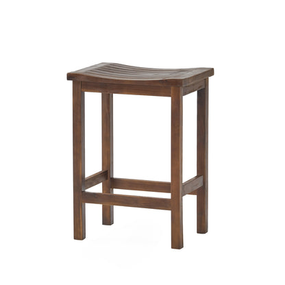 Outdoor Acacia Wood Counter Height Barstool, Set of 2, Mahogany Brown