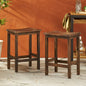 Outdoor Acacia Wood Counter Height Barstool, Set of 2, Mahogany Brown