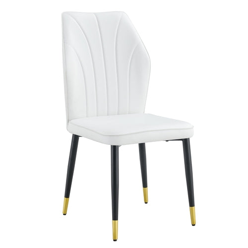 4 modern dining chairs with stylish PU patterned backrest and black