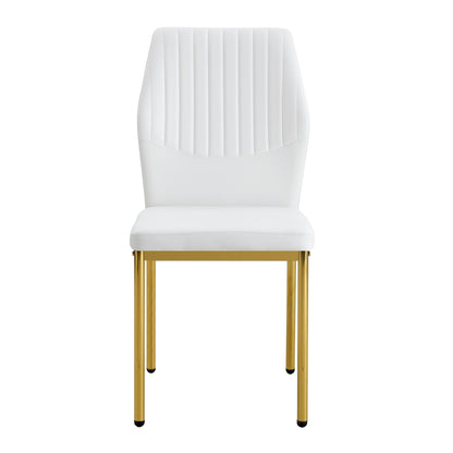 Luxury Simple Chair - Set of 4 White PU Material High Resilience