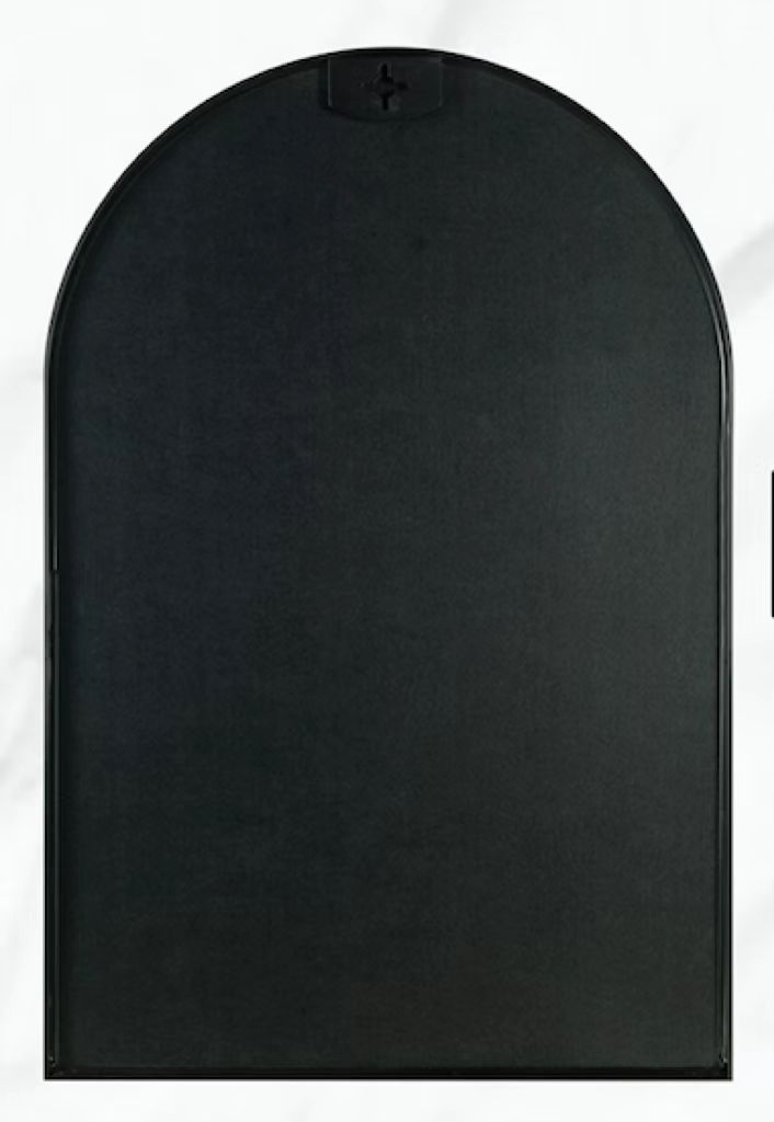 24x36 Inch Black Metal Framed Arched Bathrrom Mirror for Wall.
