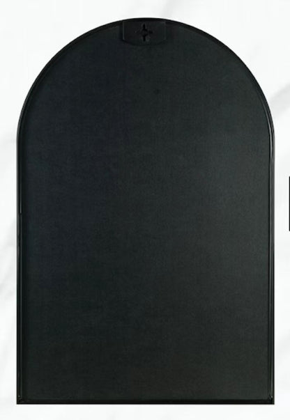 24x36 Inch Black Metal Framed Arched Bathrrom Mirror for Wall.