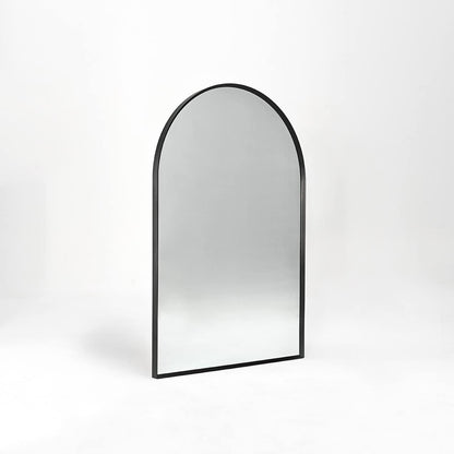 24x36 Inch Black Metal Framed Arched Bathrrom Mirror for Wall.