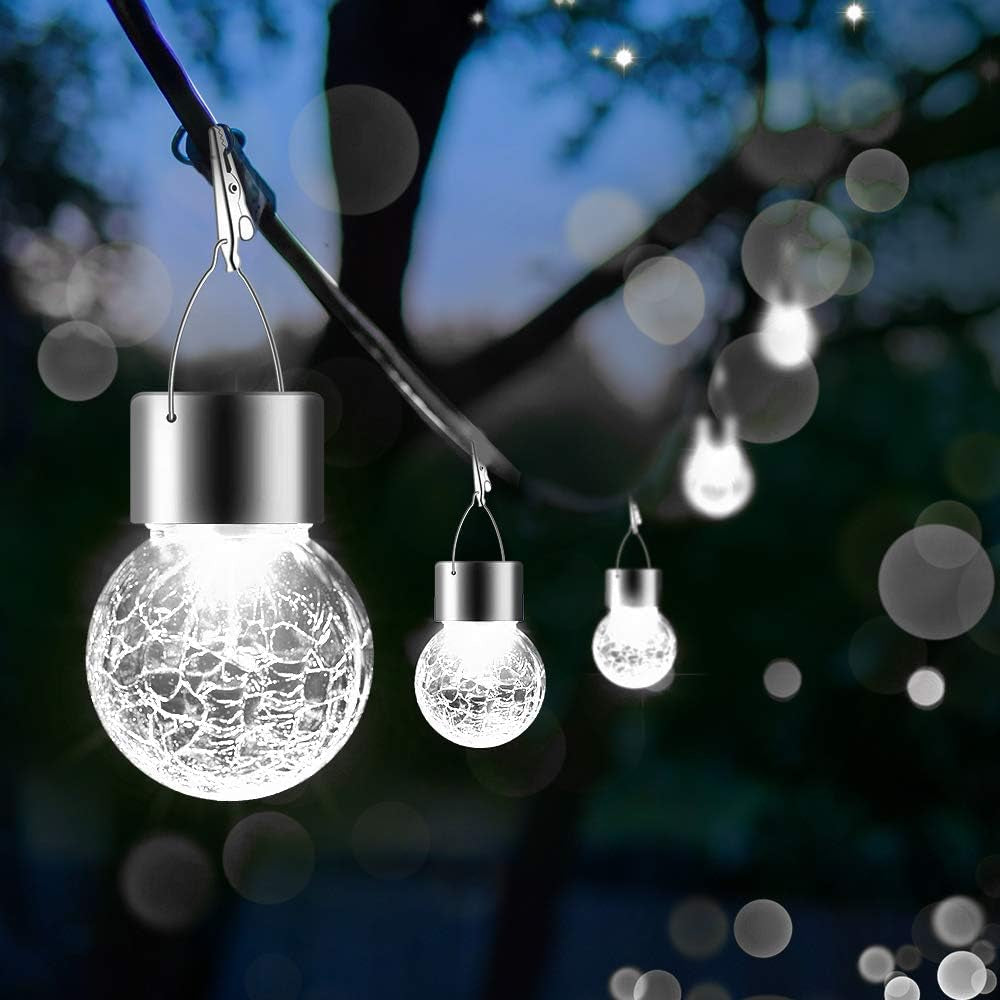 Solar Hanging Globe Lights Waterproof Cold White 24 Pack