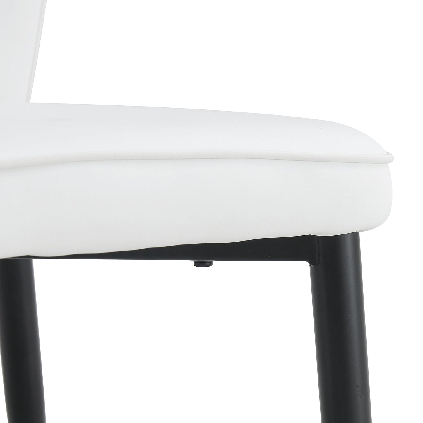 4 modern dining chairs with stylish PU patterned backrest and black