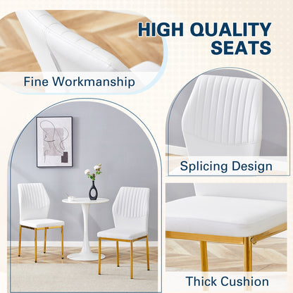 Luxury Simple Chair - Set of 4 White PU Material High Resilience